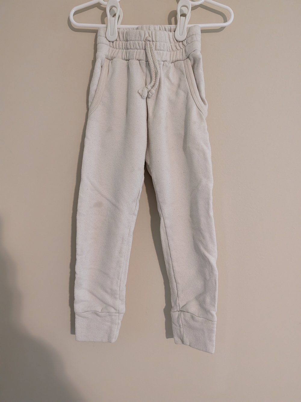 Kids Neutral Cream Jogger Sweatpants with Drawstring